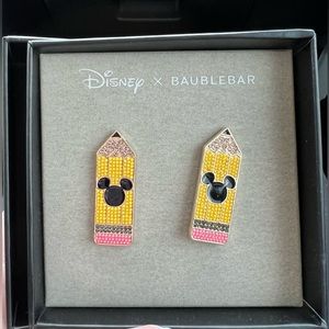 NWT DISNEY X Baublebar Mickey Mouse Teacher Pencil Earrings Back To School.